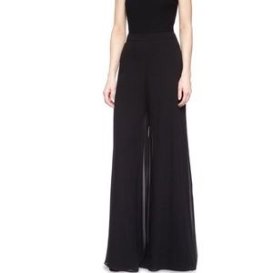 ST. JOHN Silk Black Wide-Leg Palazzo Pants Size 8
